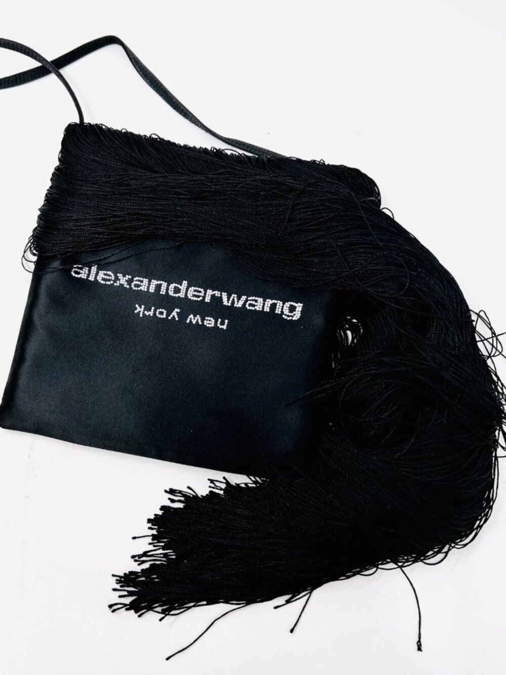 Alexander Wang Satin & Fringe Shoulder Women's Handbag with Swarovski Crystals!